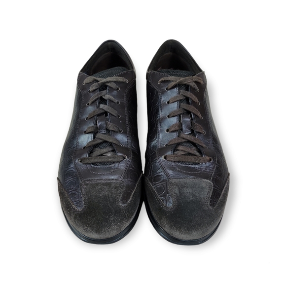 Salvatore Ferragamo Embossed Leather Sneakers - Picture 5 of 10